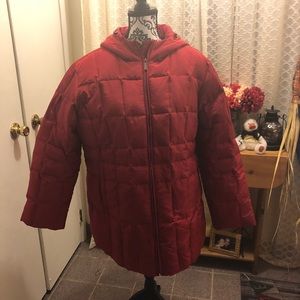 Red puffy plus size coat